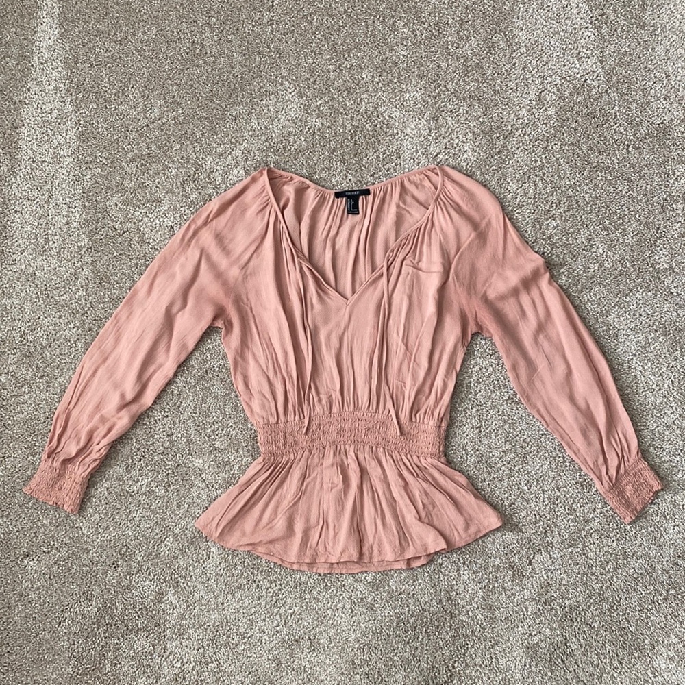 Forever 21 Smocked Long Sleeve Top